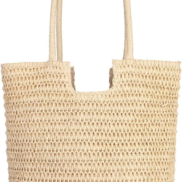 Beach Bag Women's Woven Straw Large Capacity Tote Purse for Vacation - Picture 1 of 7
